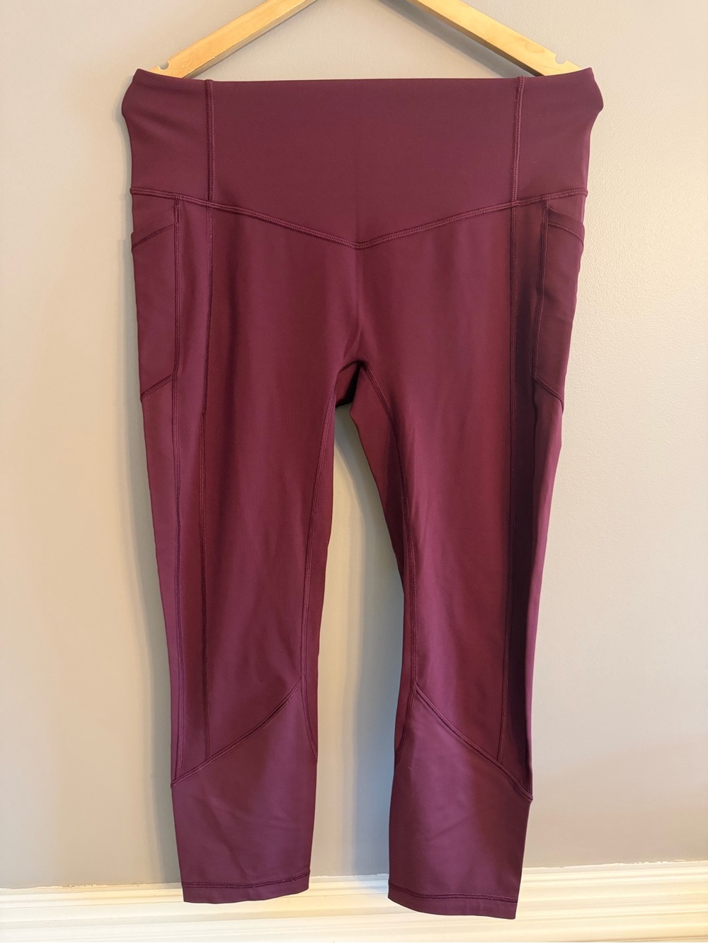 Lululemon ATRP Crop II 23" High Rise Leggings Pockets Red Merlot Size 12